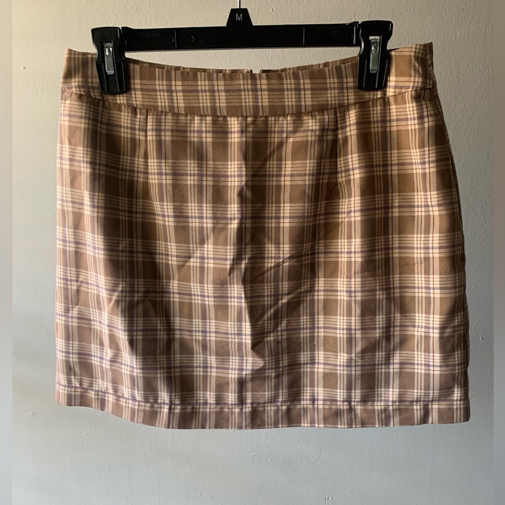 Abound Brown Plaid Mini Skirt Size Medium